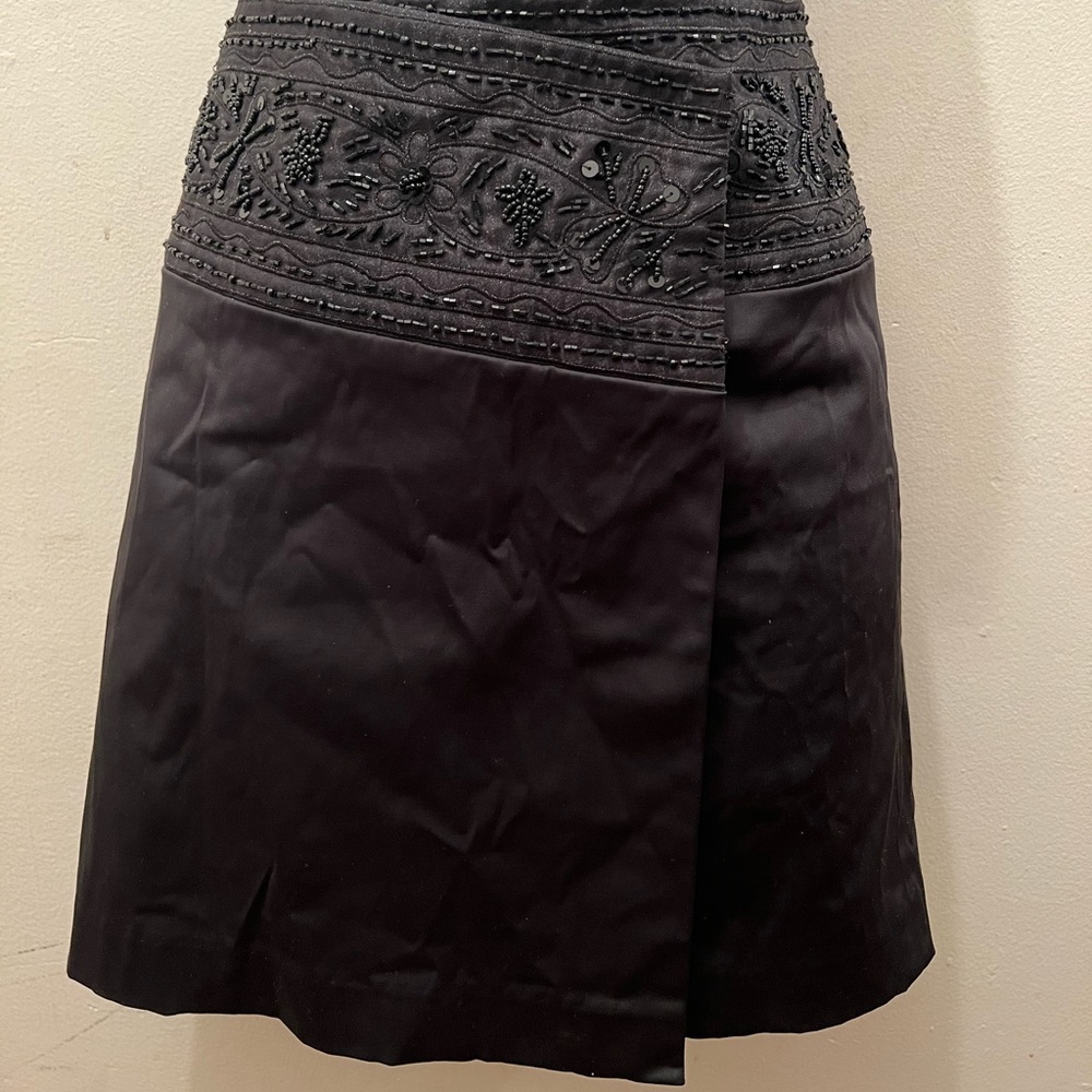 Express Black Wrap Mini Skirt Beaded Waist